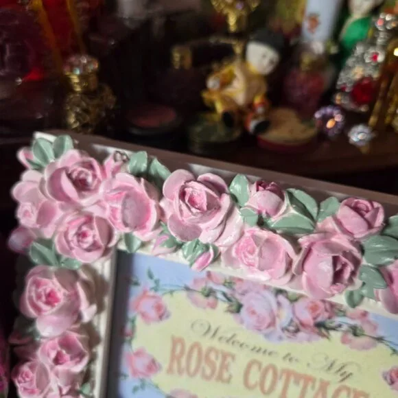 Pink Rose Picture Frame Cottagecore Romantic Wedding Gift Rose Gardener - Picture 3 of 10
